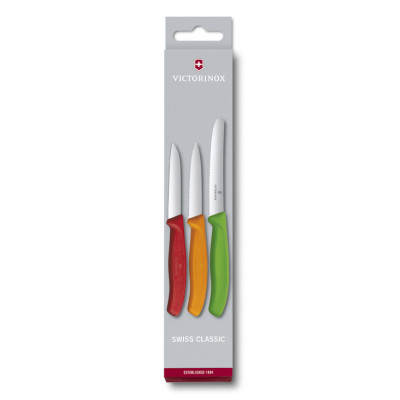 Набір кухонних ножів Victorinox SwissClassic червоний, помаранчевий, зелений 6.7116.32