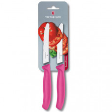 Набір кухонних ножів Victorinox SwissClassic,11см, хвил.лезо, 2шт. у блістері, рожевий 6.7836.L115B