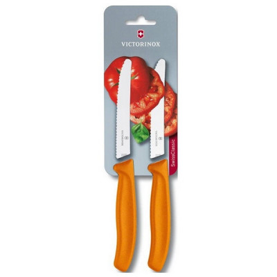 Набір кухонних ножів Victorinox SwissClassic,11см,хвиль.лезо,2шт. у блістері,помаранчевий 6.7836.L119B