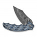 Ніж складаний туристичний Civivi Pentad (8.8 см) Damascus / Micarta синій/білий