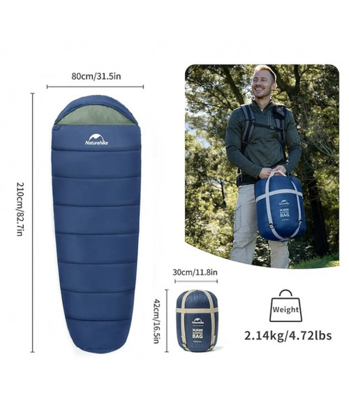 Спальник з капюшоном Naturehike MJ600 CNK2300SD014, темно-блакитний