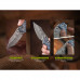 Ніж складаний туристичний Civivi Pentad (8.8 см) Damascus / Micarta синій/білий