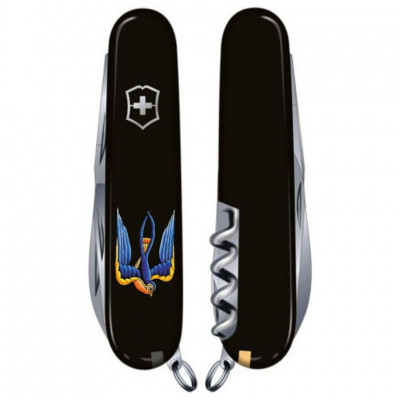 Ніж Victorinox Spartan Ukraine 91мм,12функ,чорн ,Ластівка