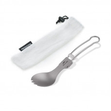 Ложко-виделка титанова складана Naturehike NH19C001-J сіра з мішечком