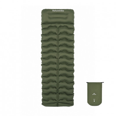 Матрац туристичний надувний одномісний Naturehike CNK2550WS019, 200x60x9.5 см, зелений, прямокутний із мішком для надування