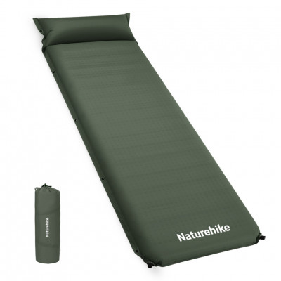 Килимок самонадувний одномісний з подушкою Naturehike CNK2450WS020, 100 мм, темно-зелений