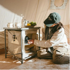 Розкладний стіл із полицями Naturehike CNH22JU031, бежевий