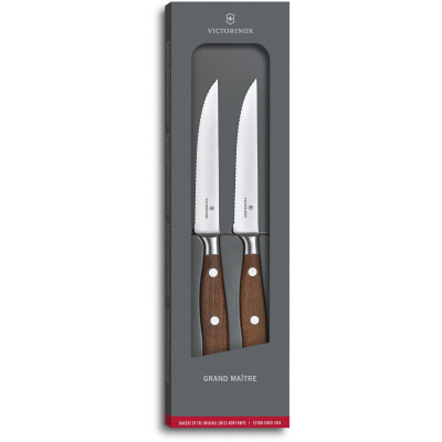 Кухонный нож Victorinox Grand Maitre Wood Steak Set 2 шт 12см волн. с дерев. ручкой (GB)
