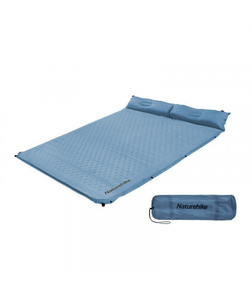 Матрац туристичний із подушкою, самонадувний двомісний Naturehike CNH22DZ013, 196x132x3 см, блакитний