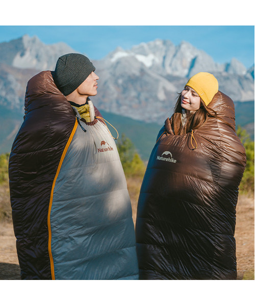 Спальник з натуральним пухом Naturehike Snowbird CNK2550WS014, p-р L, темно-коричневий 400 г