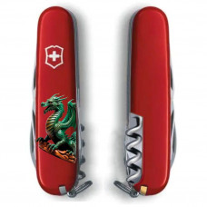 Ніж Victorinox Spartan Zodiac 91мм,12функ,черв ,Зелений дракон на дереві