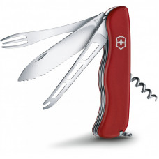 Складной нож Victorinox CHEESE MASTER 111мм/8функ/крас.мат /волн/lock/штоп/вилка