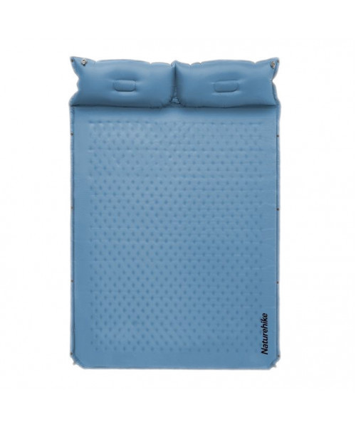 Матрац туристичний із подушкою, самонадувний двомісний Naturehike CNH22DZ013, 196x132x3 см, блакитний