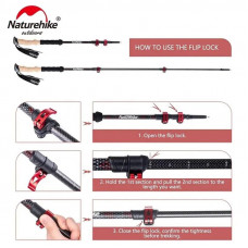 Трекінгові палиці Naturehike NH20DS003, 135 см, чорний/червоний, 2 шт