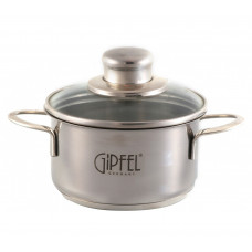 GIPFEL Каструлька MINI 12х7, 5 см/ 0,790 л із скляною кришкою (нерж. сталь) 1203 GIPFEL