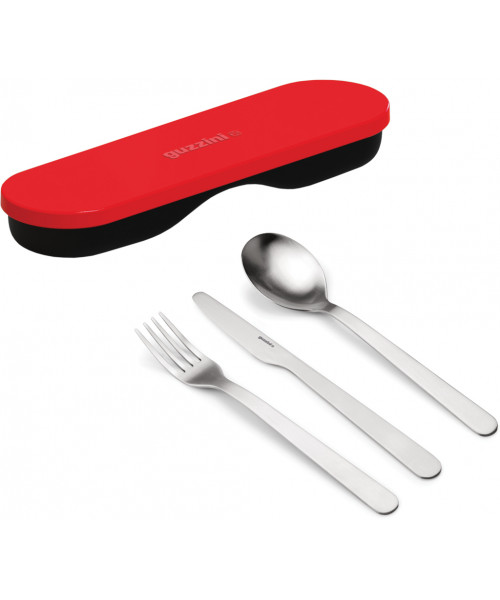 Набір з 3 столових приборів в чохлі ON THE GO червоний 17110131 GUZZINI Набір з 3 столових приборів в чохлі ON THE GO червоний 17110131 GUZZINI