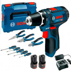 Акумуляторний дриль-шурупокрут Bosch GSR 12V-15 Professional з набором інструментів (060186810R)