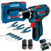 Акумуляторний дриль-шурупокрут Bosch GSR 12V-15 Professional з набором інструментів (060186810R)