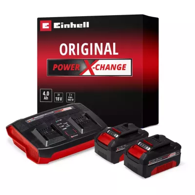 Набір акумуляторів + зарядний пристрій Einhell 18V 2x4.0Ah Twincharger Kit, PXC, 2.2 кг (4512112)