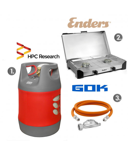 Набір: газова плита Enders Brisbane 2Z н/ж сталь з термодатчиком + балон HPCR-G.5 (G.4), 18,2л