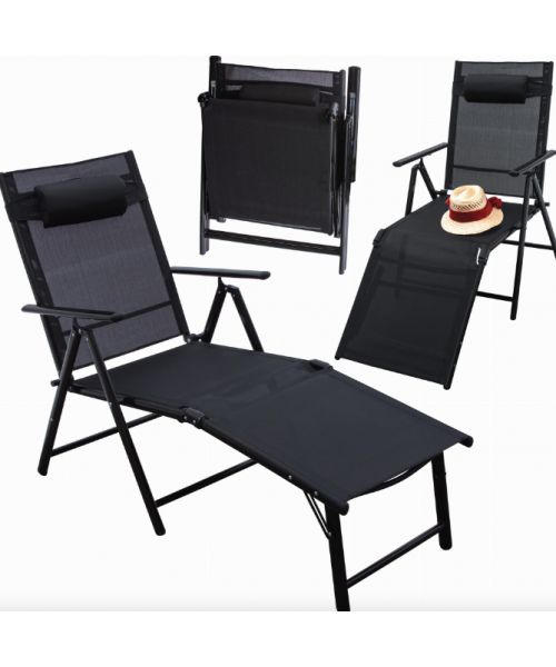 Садовий шезлонг з алюмінієвою рамою Jumi Monako чорний