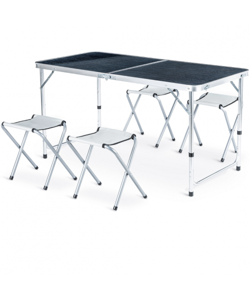 Стіл туристичний розкладний Outtec з 4 стільцями чорний