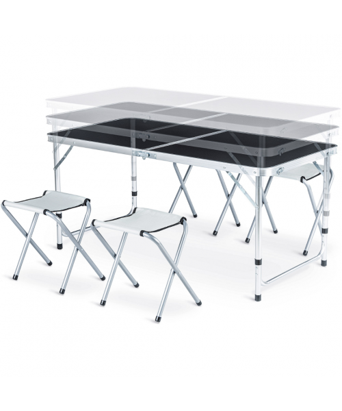 Стіл туристичний розкладний Outtec з 4 стільцями чорний