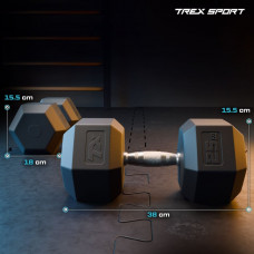 Гантеля шестигранна прогумована TX-250RD Trex Sport 25кг