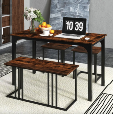 Комплект Costway Decima обідній стіл зі стільцями в стилі Loft коричневий