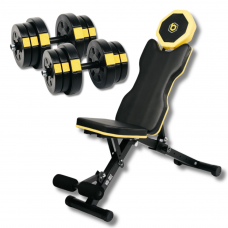 Набір Besport PowerPro гантелі 2х21кг з лавою WB-002