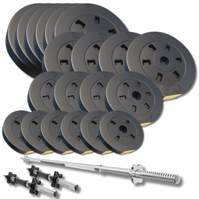 Набір зі штангою та гантелями Besport PowerPro 109кг (гриф 167см) протиударний