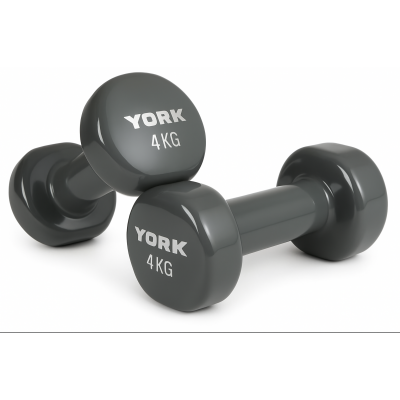 Гантелі для фітнесу вінілові круглі York Fitness 2х4кг сірий