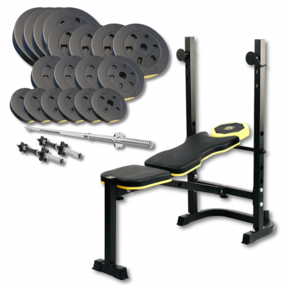 Набір Besport PowerPro 89кг з прямим грифом та лавою WB-003