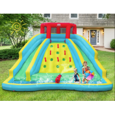 Надувна водна гірка Costway Summer зі стійкою для скелелазіння двостороння