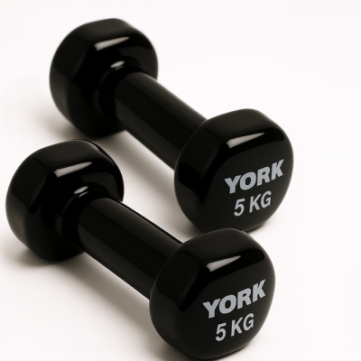 Гантелі для фітнесу вінілові круглі York Fitness 2х5кг чорний