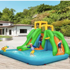Надувний Аквапарк Costway Merlin з двома гірками (без вентилятора)