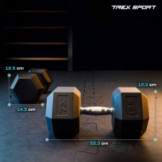 Гантеля шестигранна прогумована TX-125RD Trex Sport 12,5кг