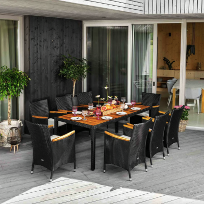 Садові меблі Di Volio VERONA 8+1 чорно-кремові