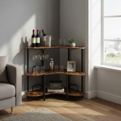 Барний стіл фуршетний Costway Wise з полицями кутовий