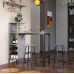 Барний стіл з стільцями Costway Bistro з тримачем винних келихів сірий