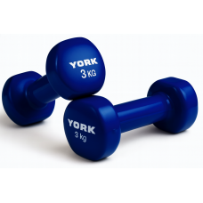 Гантелі для фітнесу вінілові круглі York Fitness 2х3кг синій