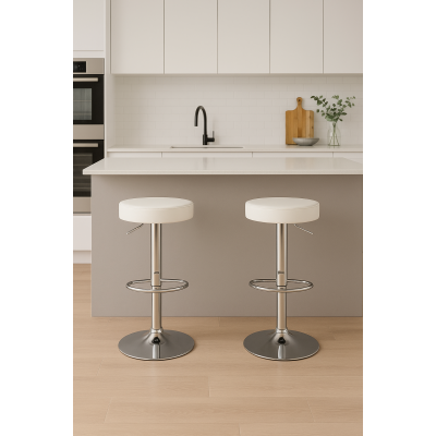 Комплект барних стільців Costway Loreto з круглим сидінням білий