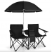 Комплект розкладних стільців Costway Parma з парасолькою чорний
