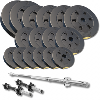 Набір зі штангою та гантелями Besport PowerPro 68кг (гриф 167см) протиударний