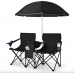 Комплект розкладних стільців Costway Parma з парасолькою чорний