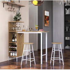 Барний стіл з стільцями Costway Bistro з тримачем винних келихів натуральний