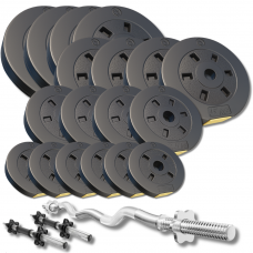 Набір зі штангою та гантелями Besport PowerPro 86кг з w-подібним грифом 120см протиударний