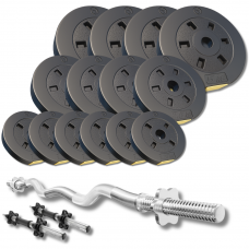 Набір зі штангою та гантелями Besport PowerPro 46кг з w-подібним грифом 120см протиударний