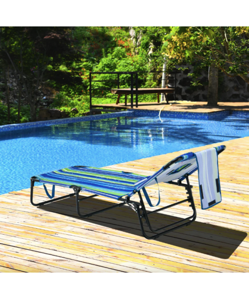 Шезлонг Costway Hanna розкладний з отвором для обличчя синьо-зелений