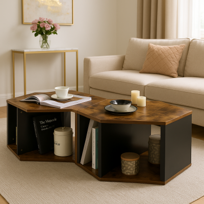 Комплект журнальних столиків Costway Neka шестикутний